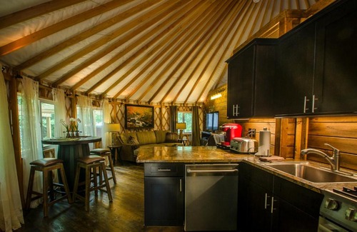 Topton Villa | Creekside Cove Luxury Yurt w Hot Tub in Nantahala