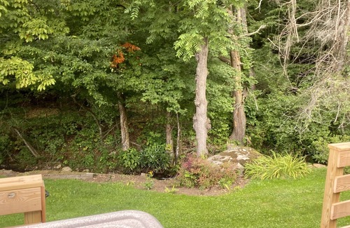 Burnsville Casa | Creekside home with hot tub within 30 mins to Asheville