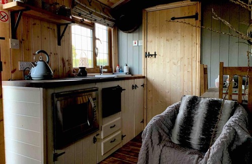 Kington Cabina | Cute and Cosy Shepard hut With Wood Fuel hot tub