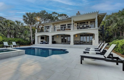 Oceanside Casa | Direct OCEANFRONT Updated Six Bedroom Sea Pines Home w/ Private Pool & Spa!