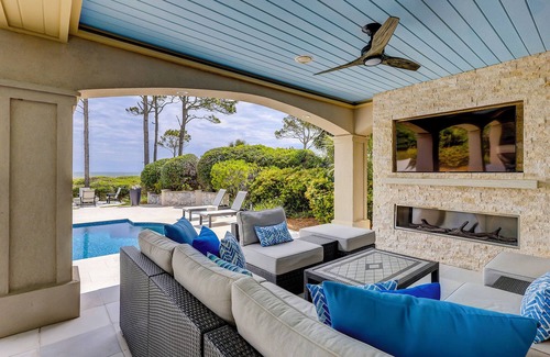 Oceanside Casa | Direct OCEANFRONT Updated Six Bedroom Sea Pines Home w/ Private Pool & Spa!