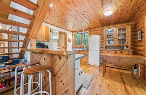 Lion's Head Cabina | Disconnect from it all at Stonewood, a cozy log chalet nestled in cedar forest on Georgian Bay. Enjoy a private shoreline, wraparound deck, wood stove, and access to kayaks, and trails. Peace, comfort, and adventure await in Cape Chin South.