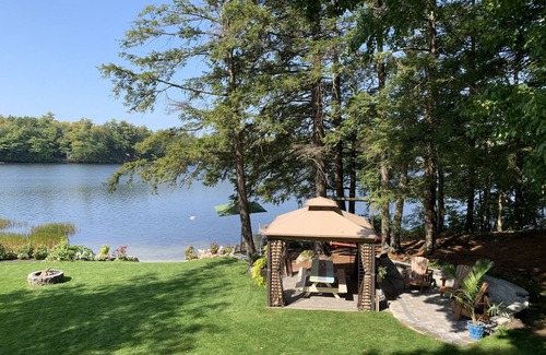 Gray Casa | Enchanting, secluded home with private sandy beach on Forest Lake in Gray, Maine