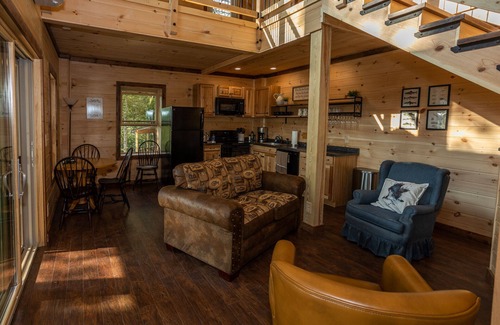 Bristol Cabina | Enjoy Mtn/River Views from Osprey Cabin, porch fireplace, 500ft river frontage