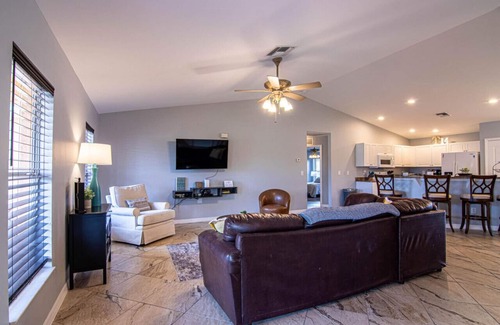 Diplomat Casa | Enjoy the Salt Life with this Heated Saltwater Pool and outdoor lanai.