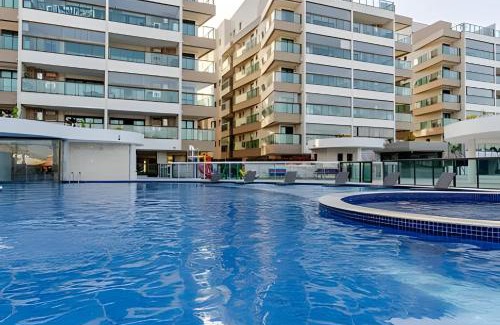 Praia Grande Casa | Espaçoso Apto 2 Quartos com PISCINA, VISTA MAR e Churrasqueira- PERFEITO PARA FAMÍLIA na PRAIA DOS ANJOS RESIDENCE CLUB