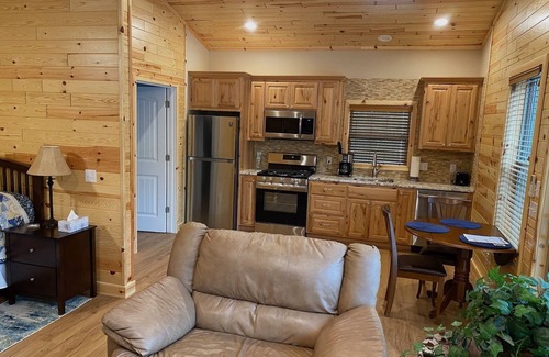 Sylvan Shores Cabina | Eureka Springs, AR. Cozy log cabin studio, sleeps 2-4.Lake view- 15 min to town