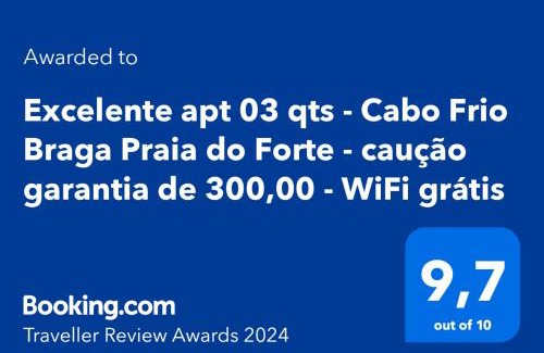 Braga Apartamento | Excelente apt 03 qts - Cabo Frio Braga Praia do Forte - caução garantia de 400,00 - WiFi grátis - ar condicionado em dois quartos