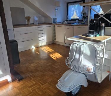 Rath Apartamento | Exklusives 2 Zimmer Dachstudio mit Kamin Perfekte Lage für Phantasialand und Köln Messe inkl Parkplatz und Vollausstattung