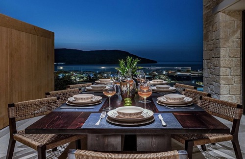 Karpathos Town Villa | Exquisite Karpathos Villa | Villa Calista | 2 Bedrooms | Breathtaking Aegean Sea Views | Private Swimming Pool & Hot Tub | Outdoor Dining Space | Shared Sea-View Gym | Pigadia
