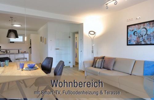 Hockelheim Apartamento | FeWo Blaue Lagune Northeim- neu, modern, geräumig - 100 qm - 3 Schlafzimmer- bis 6 Gäste, Kleinkinder reisen gratis - mit Garten, Grill & Terrasse - Fußbodenheizung - Smart-TV - Küche mit Backofen Spühlmaschine, Toaster - Fahrradkeller - nahe Göttingen