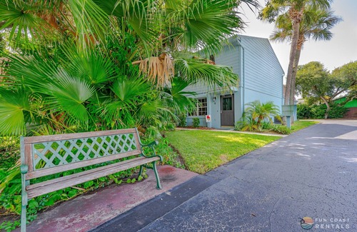 New Smyrna Beach Casa | Flagler Avenue adjacent Dog Friendly Home with Garage! Stroll to the Beach!
