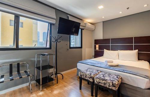 Chacara Santo Antonio Apartamento | Flat king size, consulado, garagem + A/C | em 6x