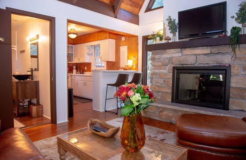 Sturgeon Bay Casa | Forest A-frame with fireplace