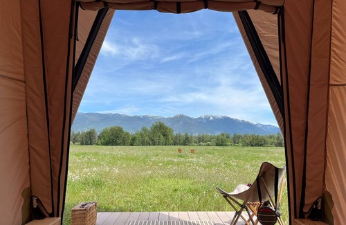 Kalispell Cabina | Glamping Near Glacier & Whitefish, 80 Acres, River Access, Mtn Views: Tent A