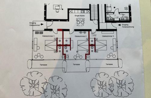 Mettingen Apartamento | Glashaus mit 3 Gästezimmer
