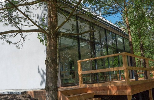 Szemud Cabaña | Casa acristalada en Jeleńska Huta con terraza