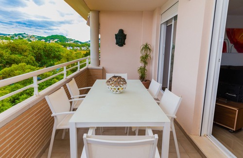 Platja de l'Arenal Apartamento | Golden Gardens Duplex Apartment Javea Arenal , 3 Terrazas, AC, Piscina, a solo 600m de la Playa!