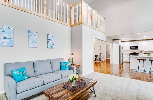 Camano Island Casa | Gorgeous home with gas fireplace & enormous deck + mountain & water views