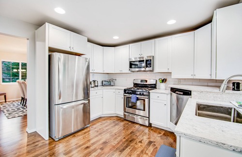 Camano Island Casa | Gorgeous home with gas fireplace & enormous deck + mountain & water views