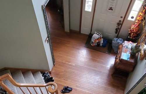 Dingmans Ferry Casa | Great location in Poconos, outdoor living space with outdoor seating area, chea