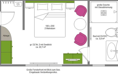 Neuensien Apartamento | Großes Doppelzimmer mit Seeblick II - Ferienzimmer und -wohnungen mit Seeblick