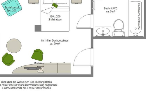 Neuensien Apartamento | Großes Doppelzimmer mit Seeblick III - Ferienzimmer und -wohnungen mit Seeblick