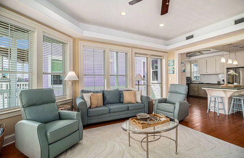 Beachside Village Casa | Gulf-view home with three balconies - walk to beach - central AC & private W/D