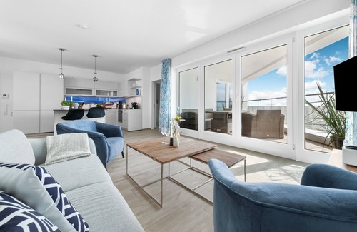 Kappeln Apartamento | "Hafenloge": luxury, sea view, 2 bedrooms, terrace, elevator, directly on the Baltic Sea.