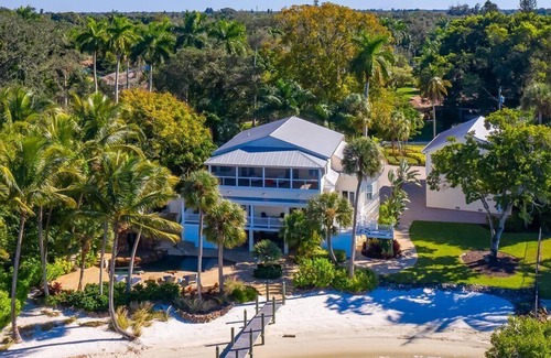 Fort Myers Casa | Historic Waterfront Home with 130' Private Beach, Dock, and Pool