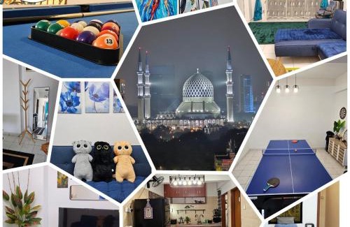 Shah Alam Apartamento | Homestay MAHLIGAI VIEW near Masjid Shah Alam, UITM Shah Alam, I-City, stadium shah alam, SACC, PKNS, IDCC, MSU, 17 min kuala lumpur & klang, max 10 people, free food, snooker, pingpong, indoor games, swimming pool, fast wifi