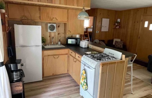 Prudenville Cabina | Houghton Lake cabin with covered outdoor entertainment space. No cleaning fees.