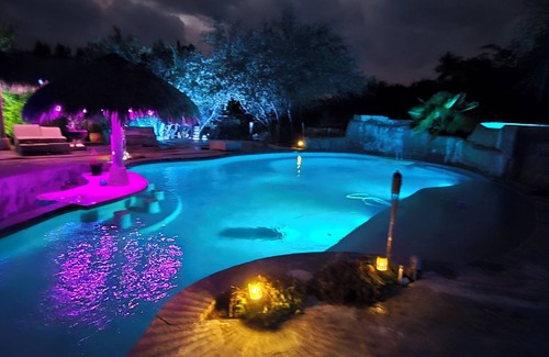 Pedernales Canyon Ranch Casa | Huge Updated RV that sleeps 8 in enchanting Spicewood. Pool, Hot tub, Steam room