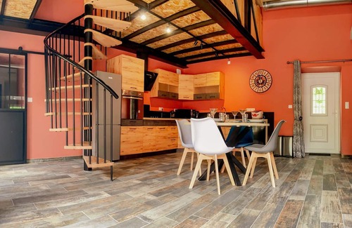 Marigny-Marmande Cabaña | Loft industrial con spa y jardín, cerca de Futuroscope y Zoo de Beauval