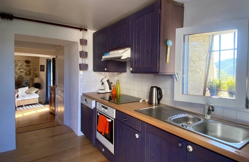 Amelie-les-Bains-Palalda Casa | it's a blue house, clinging to the hillside in the charming village of Palalda
