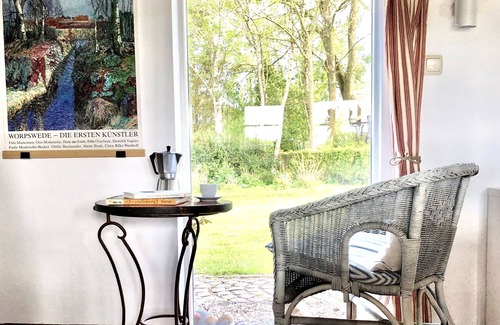 Dollrottfeld Casa | Kate am Barkenhof - terrace, field view, garden, open fireplace, shower