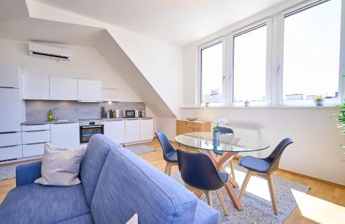 Funfhaus Apartamento | Klimatisiertes Dachgeschoss Metro Nähe