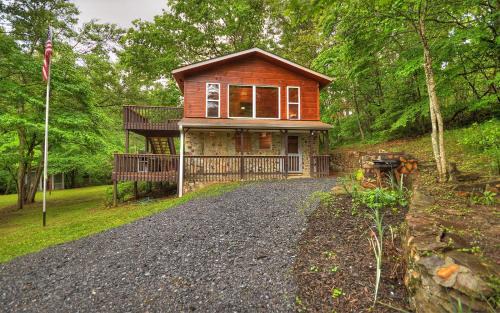 Morganton Casa | Knotty Creek Retreat - Creek Access, Outdoor Firepit + Hot Tub with Creek Views!