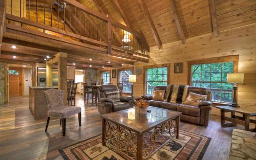 Morganton Casa | Knotty Creek Retreat - Creek Access, Outdoor Firepit + Hot Tub with Creek Views!