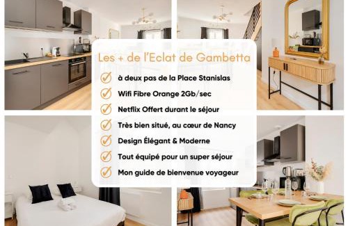 Saint Nicolas - Charles III - Ville vieille - Trois Maisons - Leopold Apartamento | L'éclat de Gambetta - Place Stanislas - 6 Pers