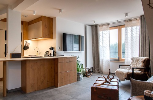 Orbey Apartamento | Estudio-Baño con ducha-Vista a la Montana-L'ecorce
