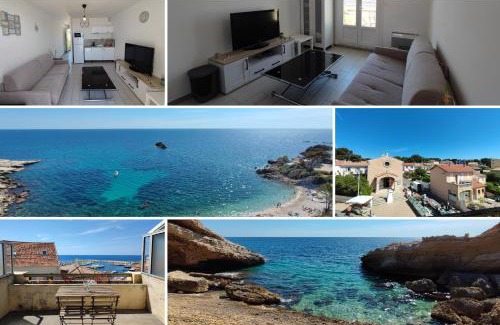 Sausset-les-Pins Apartamento | L'ESCAPADE - Vue MER & TERRASSE - Plage à 100m