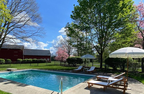Lagrangeville Casa | LaGrange Farmhouse: Chic Hudson Valley Farmhouse w/ Pool, Hot tub, Gym, Ping Pong, Firepit