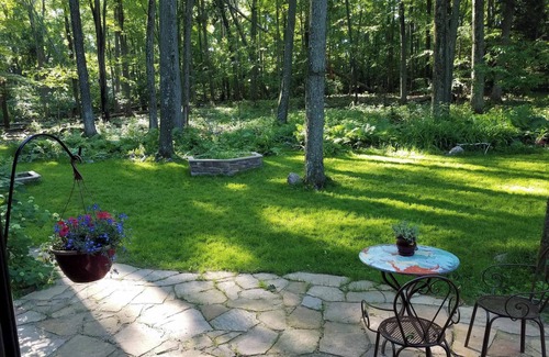 Iola Cabaña | Lake + forest view 1650 sf cottage in rolling hills of Central Wis. LAKE ACCESS.