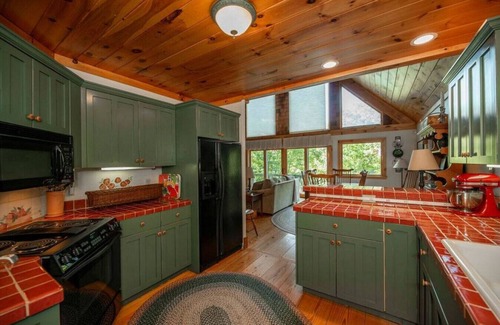 Cullowhee Casa | Lake front with private dock, fire pit, hammock, pool table & gorgeous views! Fishing poles, paddle boards & canoe provided.