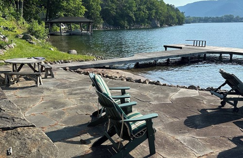 Silver Bay Casa | Lake George lakefront- 300ft private shoreline, modern update w/ view, new host
