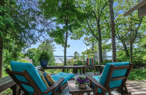 Lake Township Casa | Dog-friendly cabin with lake views, a patio, and a wood-burning stove