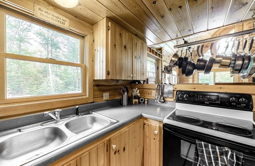 Greenville Cabina | Lakefront cabin on First Roach Pond with dock, lake view & firepit- dog-friendly