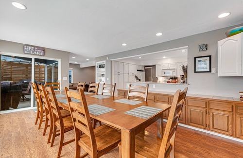 Olympia Casa | Lakefront home with canoe, kayaks, large deck, beach access, fireplace, & W/D