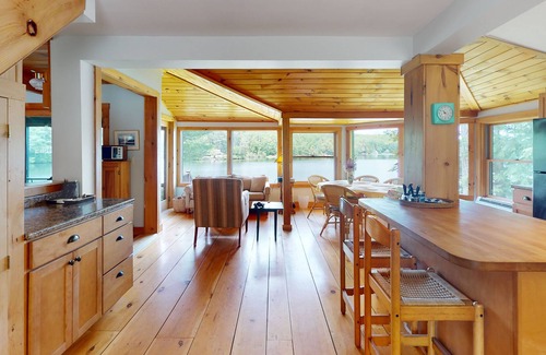 Litchfield Cabina | Lakefront home with firepit, yard, dock/water access, outdoor area, & W/D